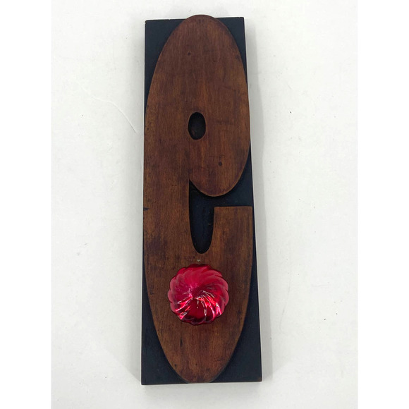 NY Times Antique Print Block Number "9" Wood Type Repurposed Knob Hanger RARE - Picture 1 of 6